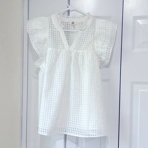 Red Dress Boutique white short sleeve ruffle blouse